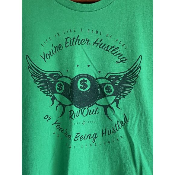 Hustling or Hustled Life Pool Green S/S T-Shirt Men's Size M Run Out Sportswear - Picture 6 of 7